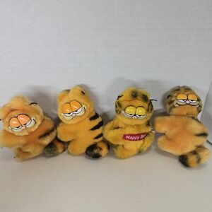Lot of 4 Vtg Dakin‎ 1981 Plush Garfield Hugger Pincher Clips Happy Birthday